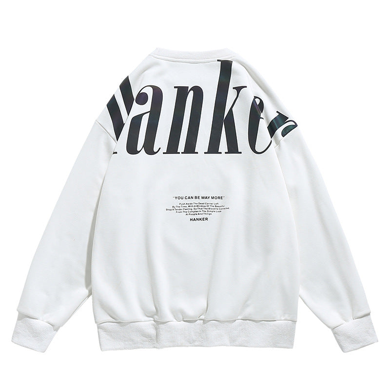 Fashion Reflective Letter Thin Round Neck Oversize Sweatshirt