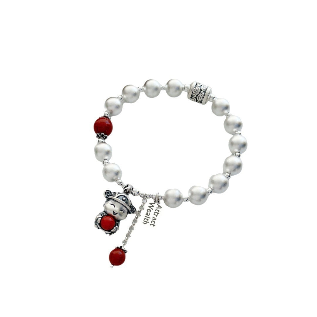 999 Fine Silver Lucky Fortune Cat Bracelet For Women