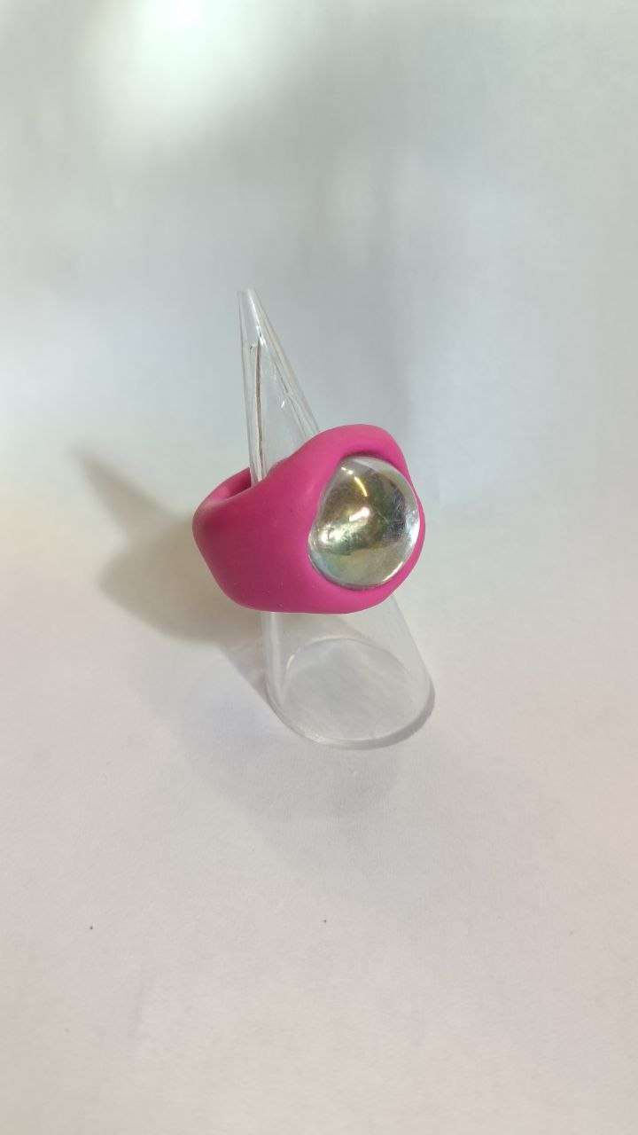 Handmade Fuchsia Clay Statement Ring – Bold Pink Cocktail Ring | Made in Armenia