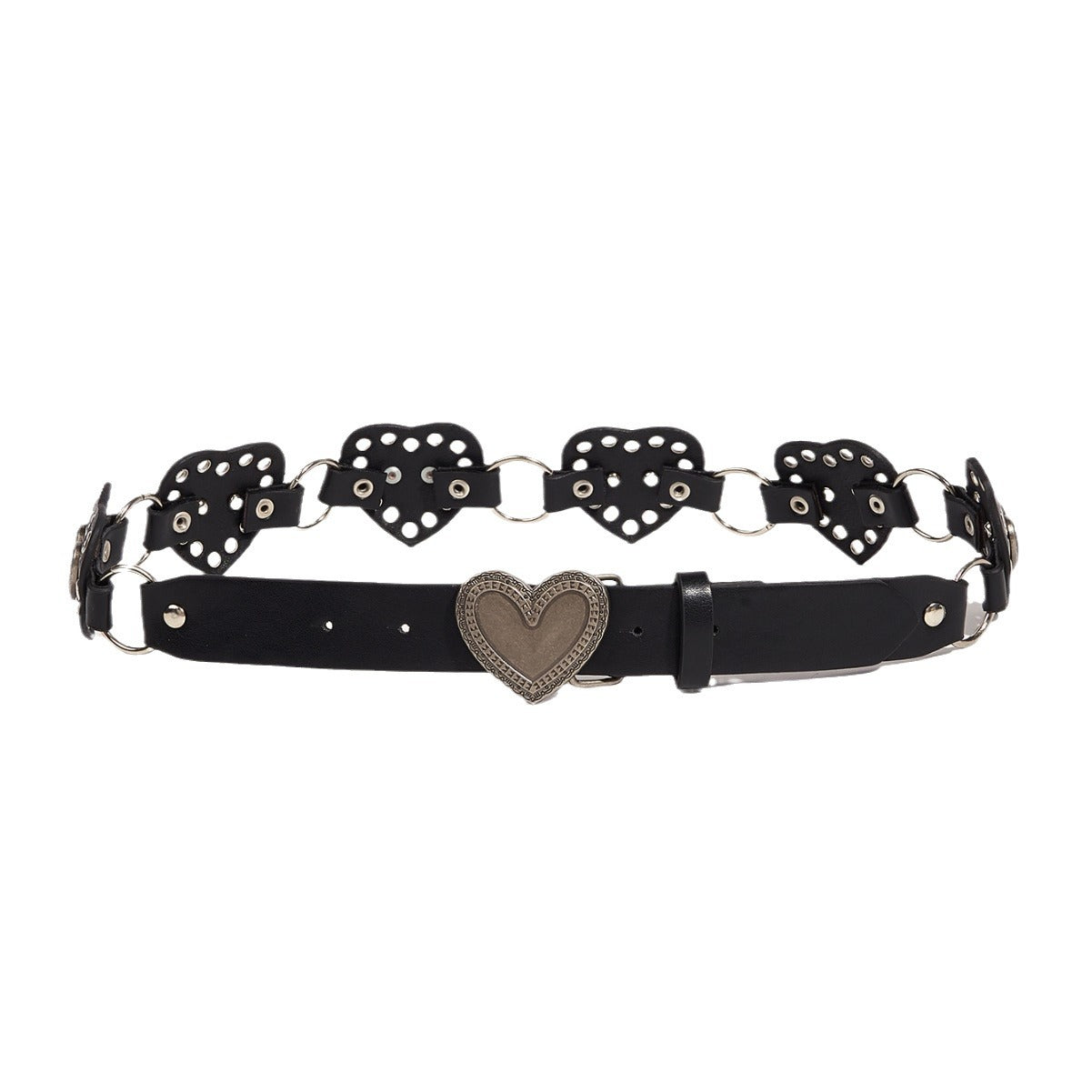 Street-style Hollowed-out Circular PU Leather Belt