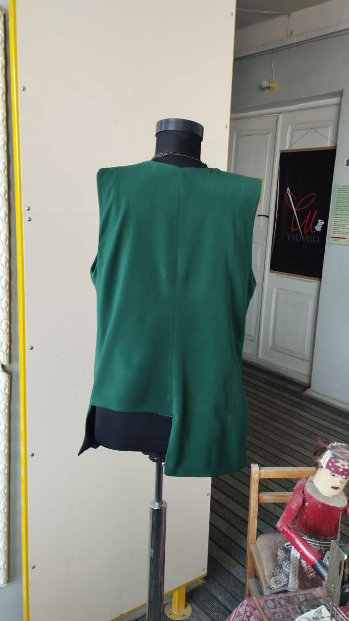 Green Sleeveless Vest Blazer – Modern Open Front Vest | Armenia