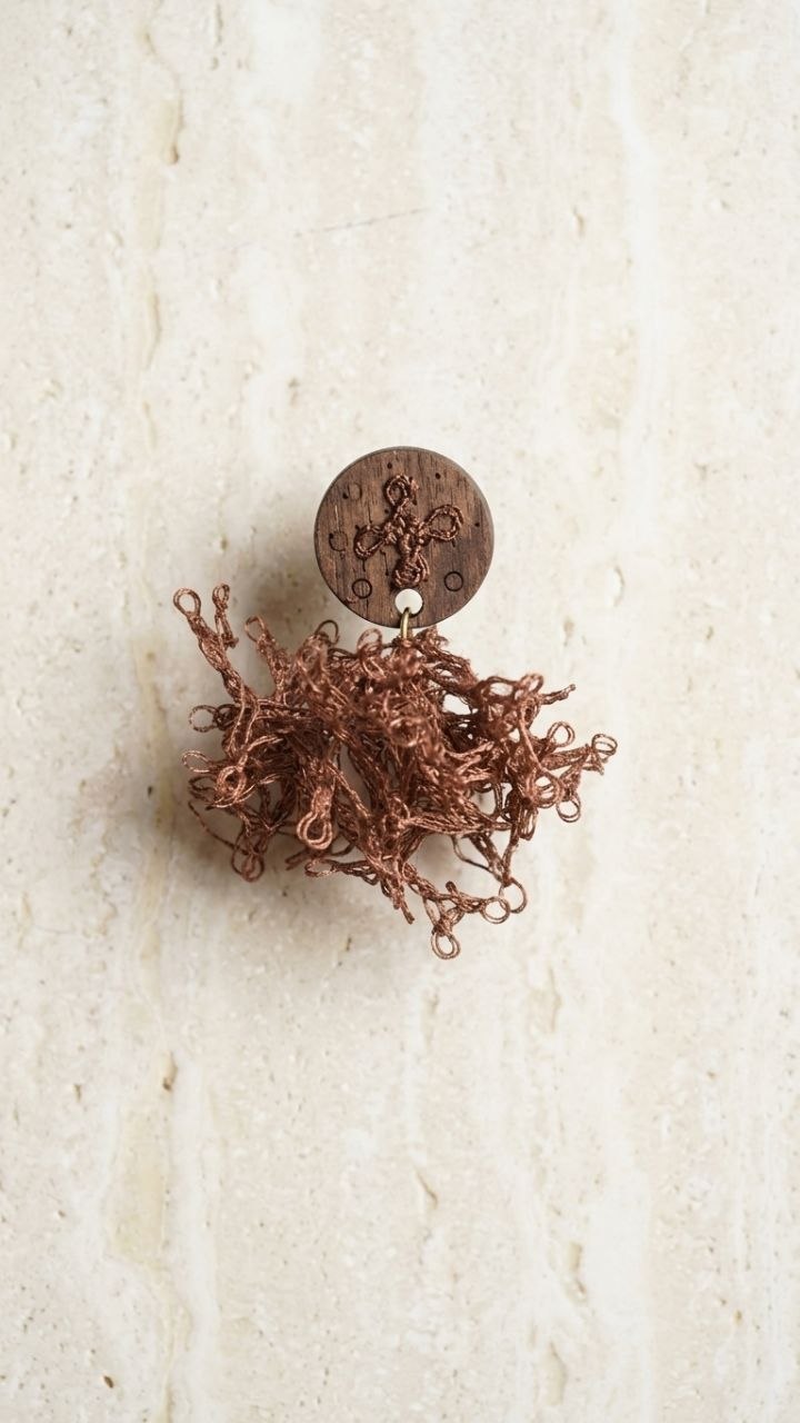 Handcrafted Copper Wire Fiber Art Earrings | Artistic Statement Jewelry Armenia