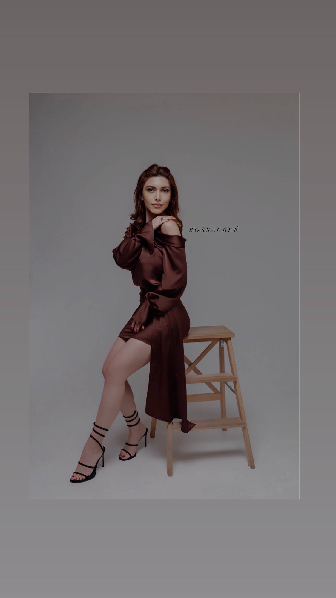 Brown Satin Off-Shoulder Shirt Dress | Draped Mini Dress Armenia