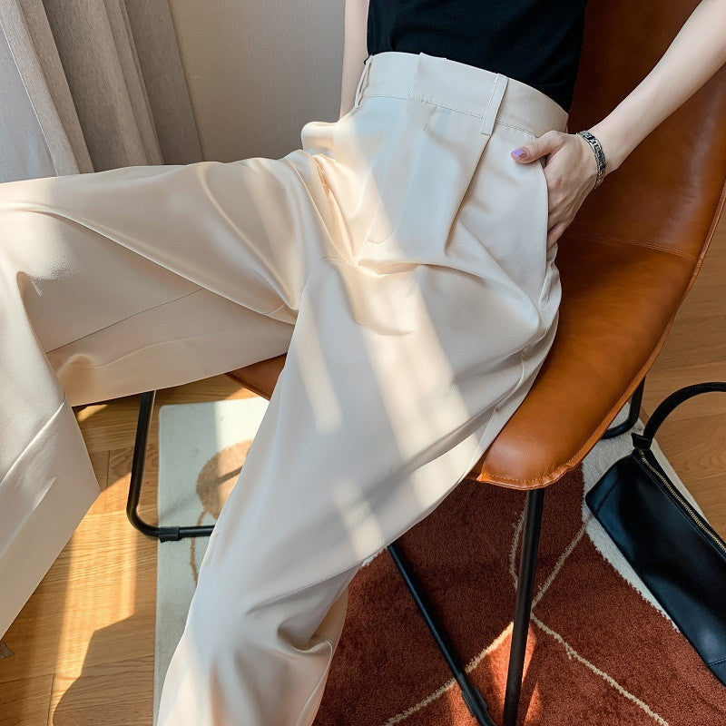Acetate Satin Wide-Leg Pants Drape Satin Loose-Fitting Long Mopping Pants