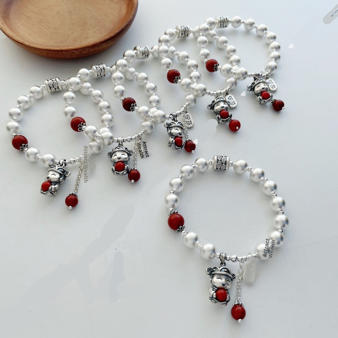 999 Fine Silver Lucky Fortune Cat Bracelet For Women