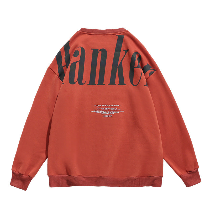 Fashion Reflective Letter Thin Round Neck Oversize Sweatshirt