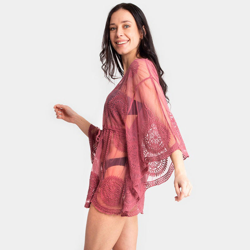 Women's Breathable Beach Lace Sun Protection Shirt Blouse