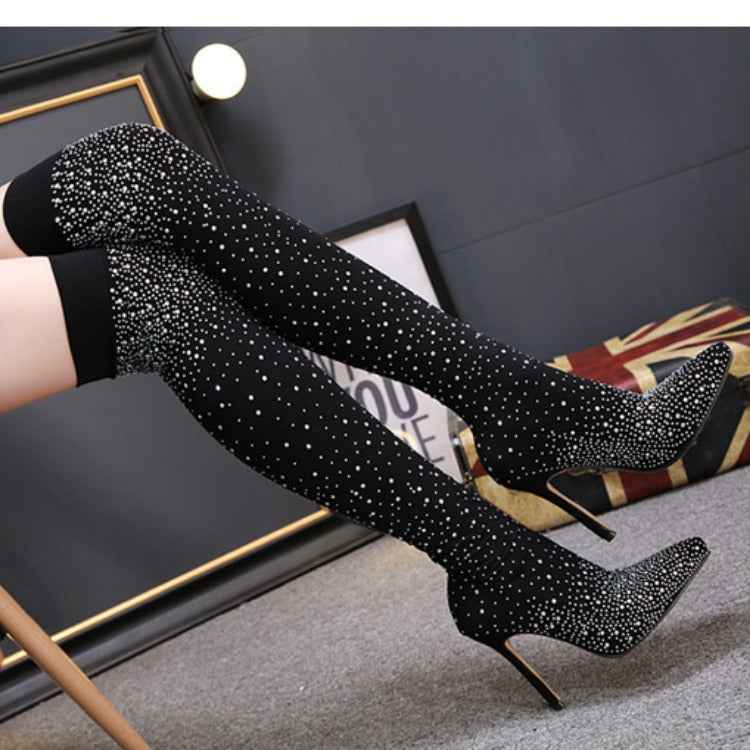 High Heels Over The Knee Boots With Pointed Toes And Thin Heels