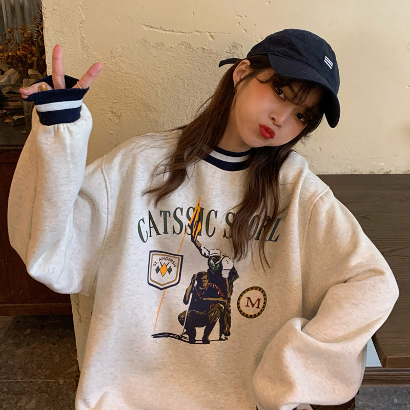 Women's Autumn And Winter Loose Korean Style Sweatshirt