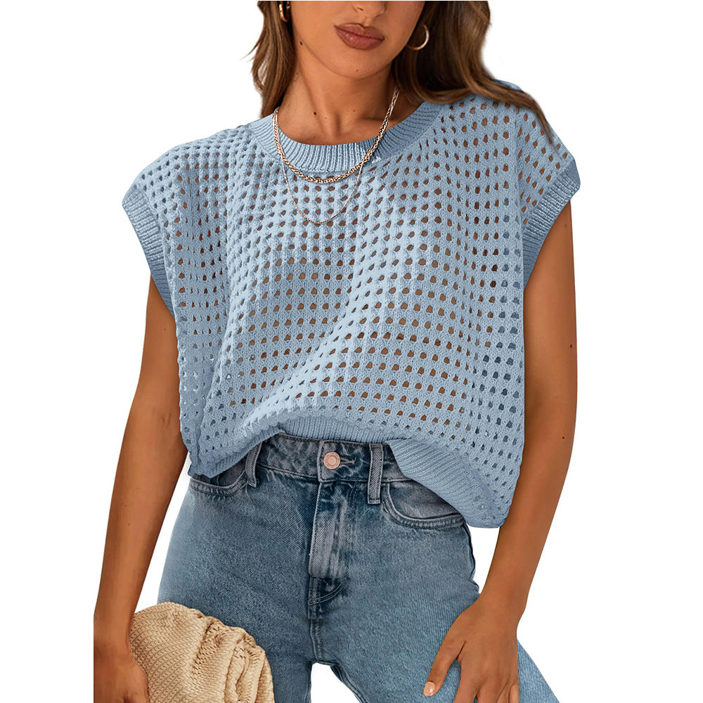 Women's Hollow-Out Knitted Sweater Blouse