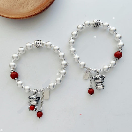 999 Fine Silver Lucky Fortune Cat Bracelet For Women