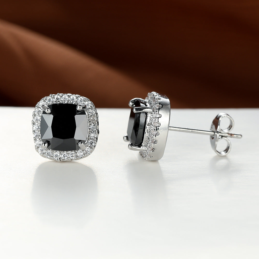Korean-style Fashionable All-diamond Zircon Womens Stud Earrings