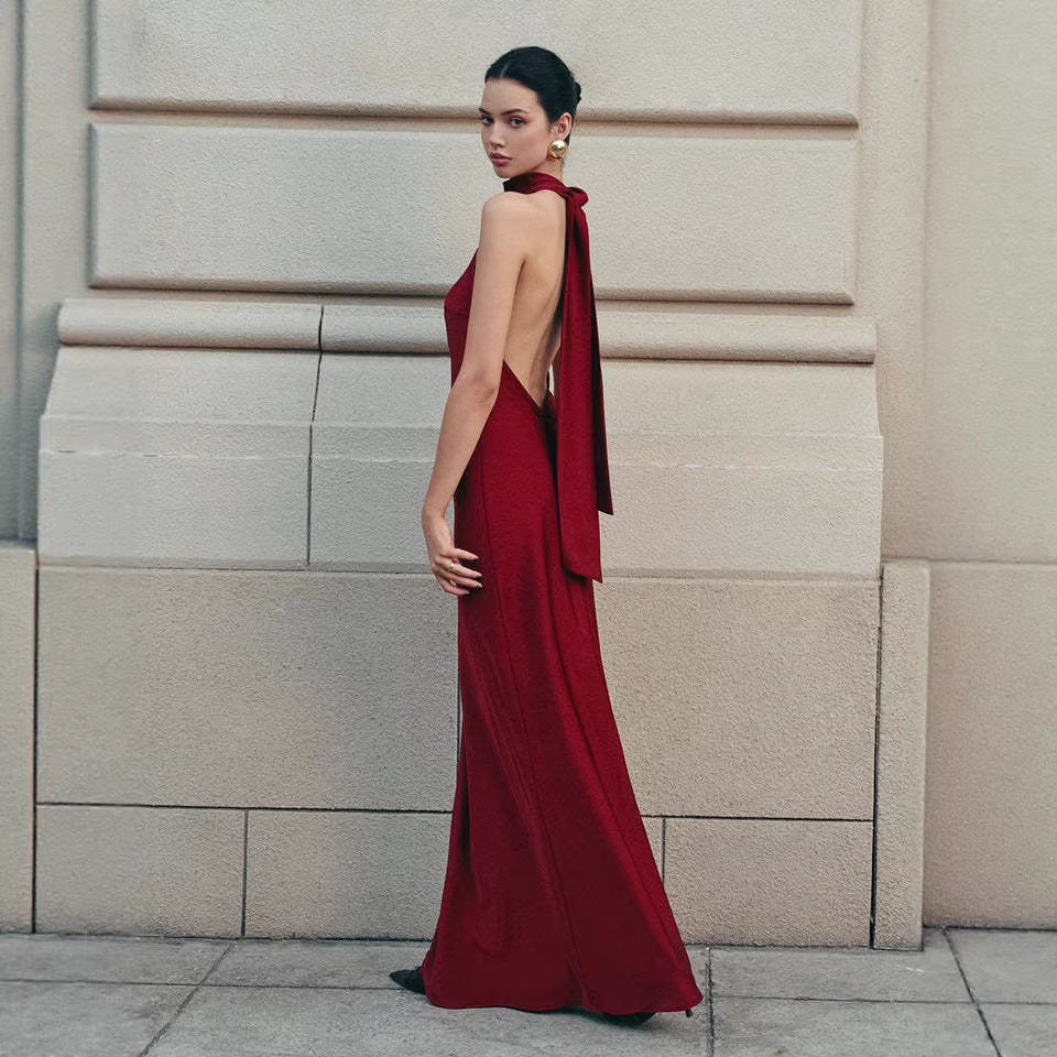 European And American-style Chic Halter-neck Bodycon Dress