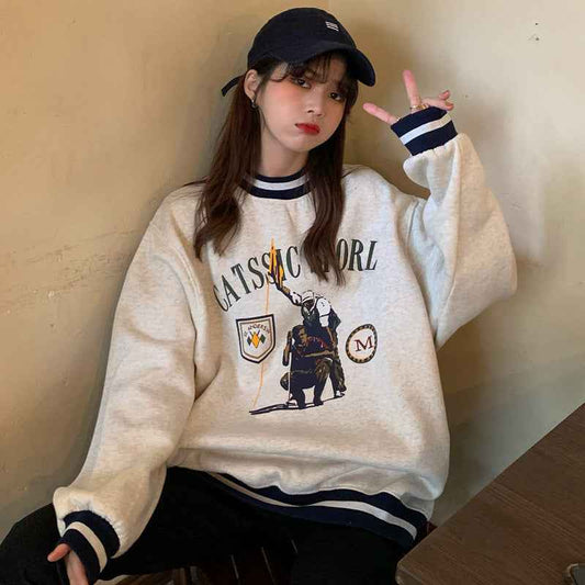 Women's Autumn And Winter Loose Korean Style Sweatshirt
