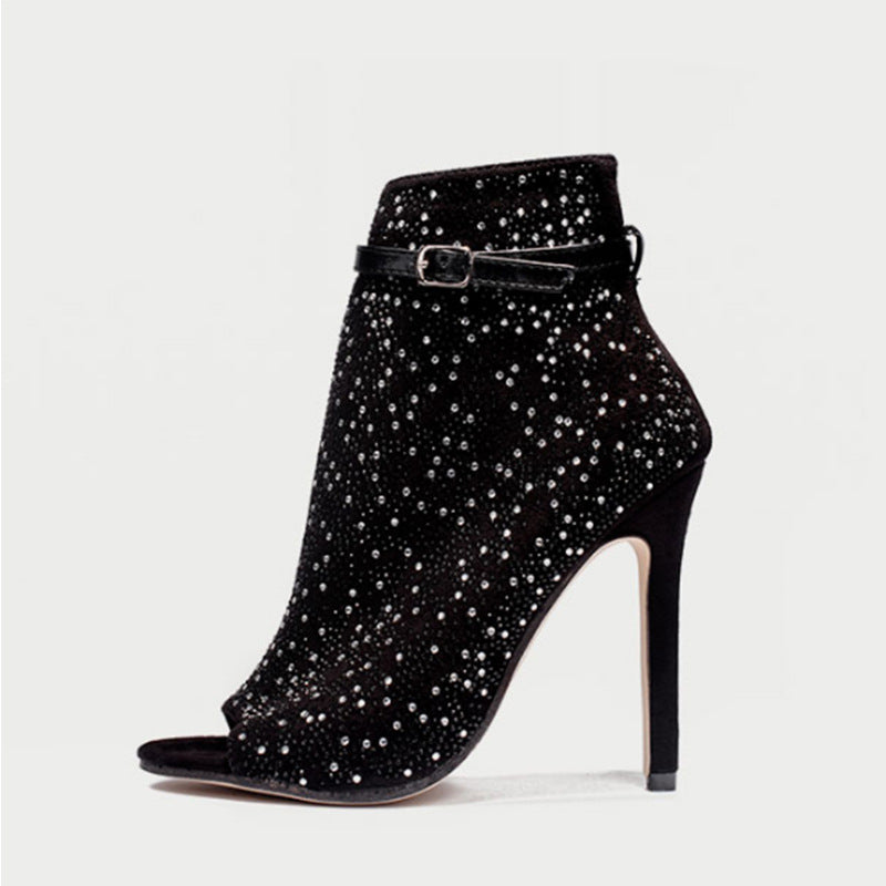 Stiletto-heeled Rhinestone-embellished Womens Sandals