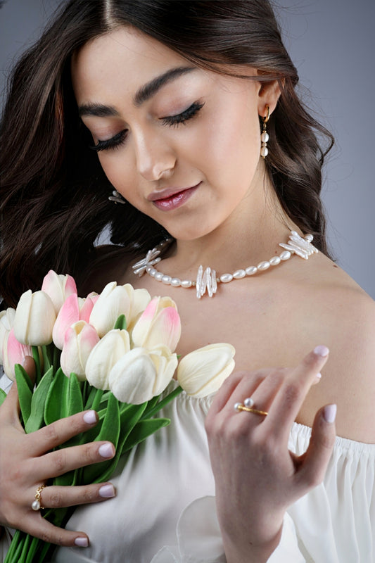 Handmade Keshi Freshwater Pearl Necklace | Elegant Pearl Jewelry Armenia