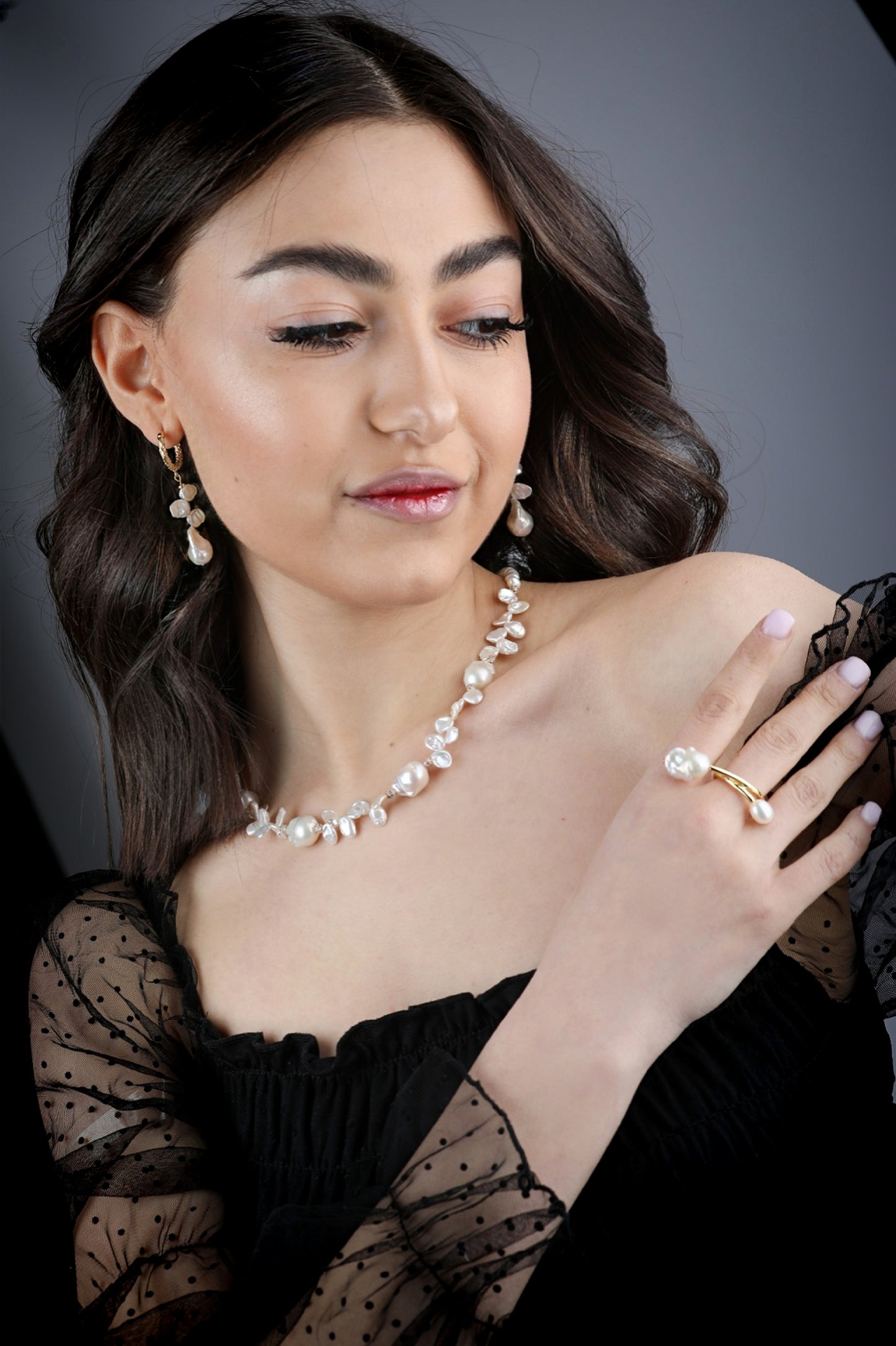 Gold-Plated  Baroque Pearl Earrings | Handmade Jewelry Armenia