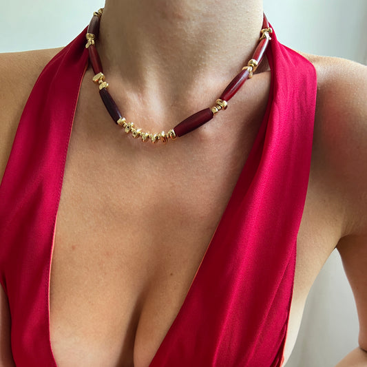 Handmade Deer Antler & Gold-Tone Hematite Necklace | Armenia