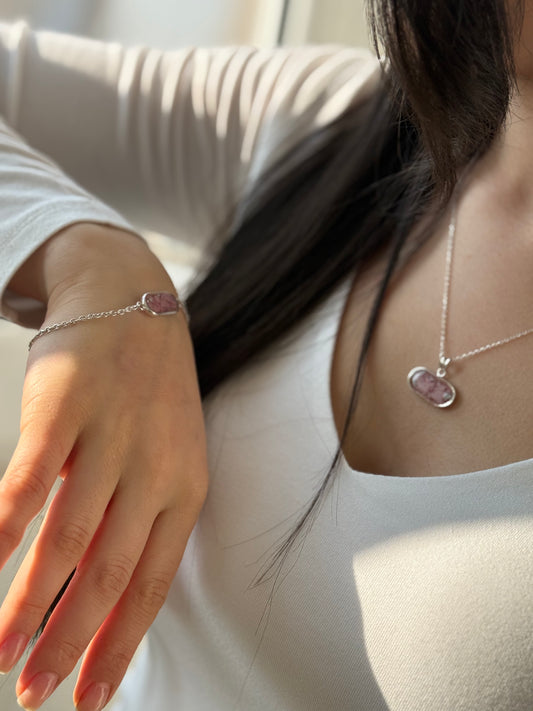 Handmade Rose Petal Necklace and Bracelet Set – 925 Sterling Silver | Armenia