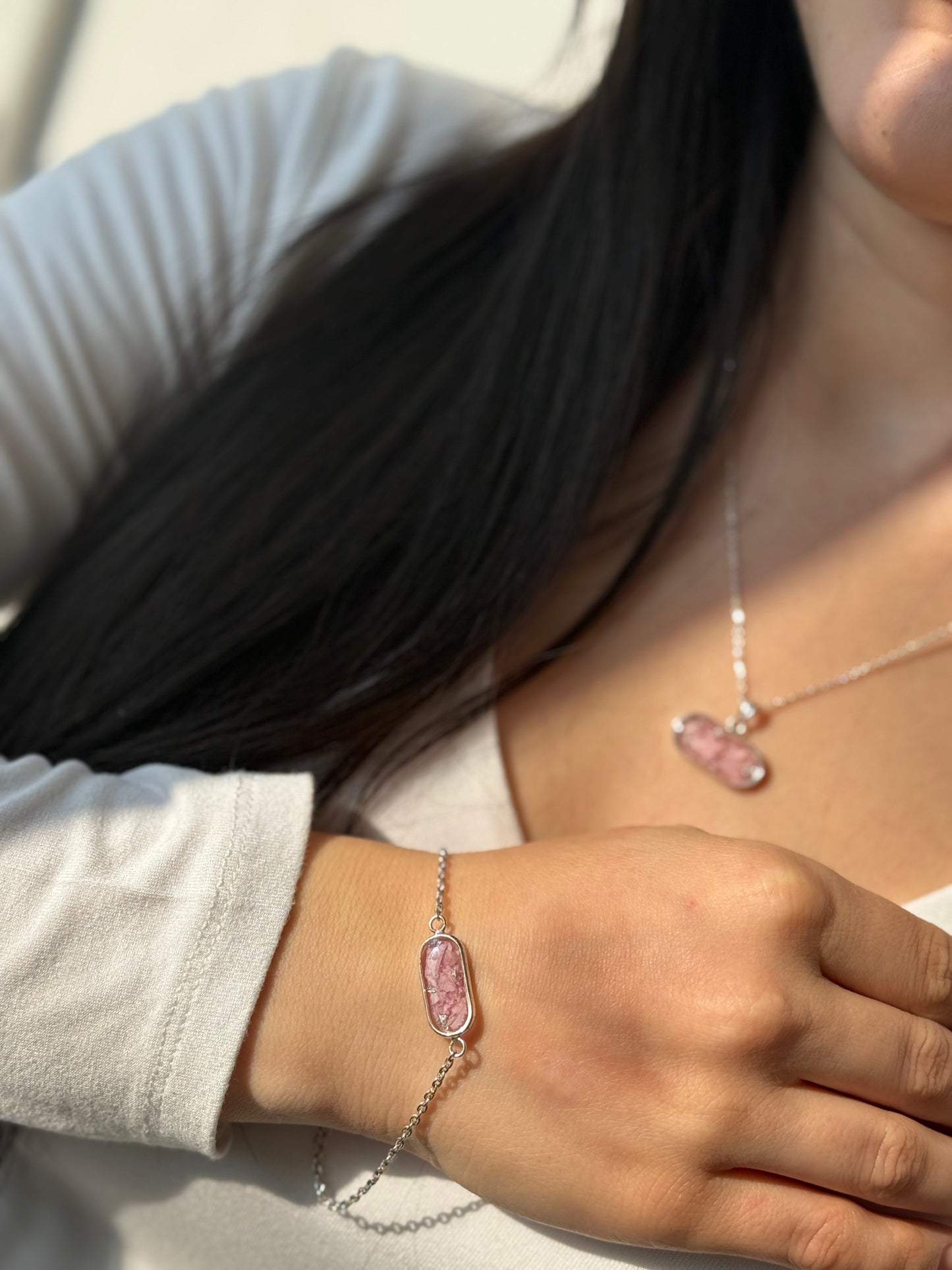 Handmade Rose Petal Necklace and Bracelet Set – 925 Sterling Silver | Armenia