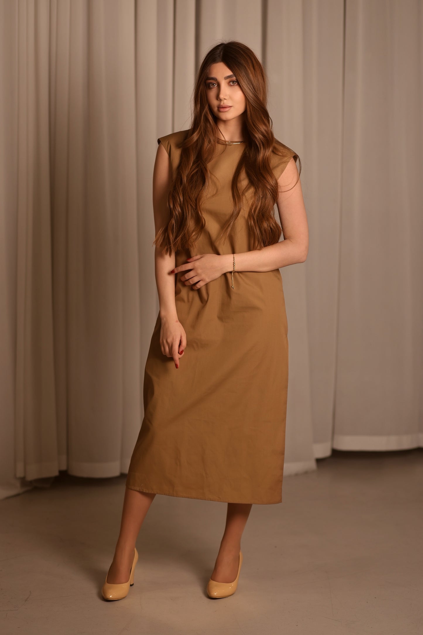 Neutral Sleeveless Shift Dress – Minimal Everyday Dress | Made in Armenia