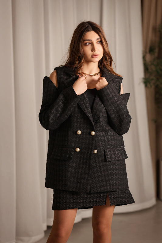 Black 3-Piece Set – Blazer, Skirt & Corset | Structured Designer Set Armenia