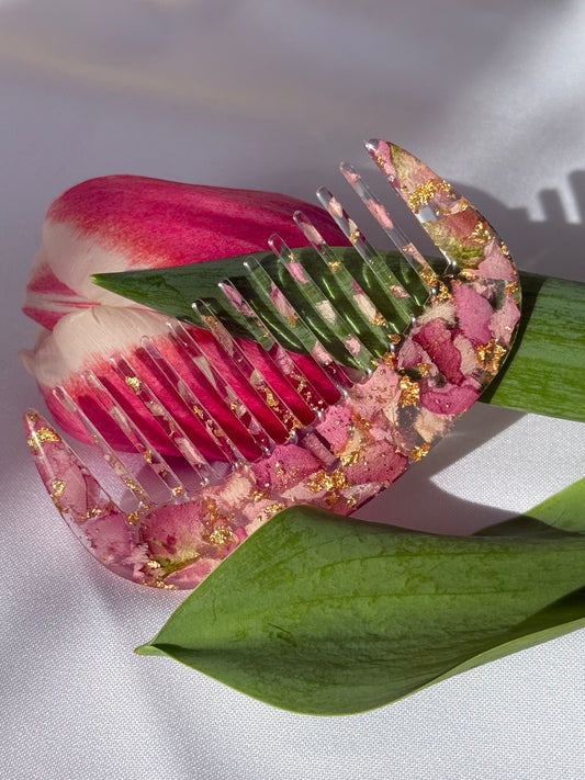 Handmade Floral Hair Comb with Natural Petals | Armenia