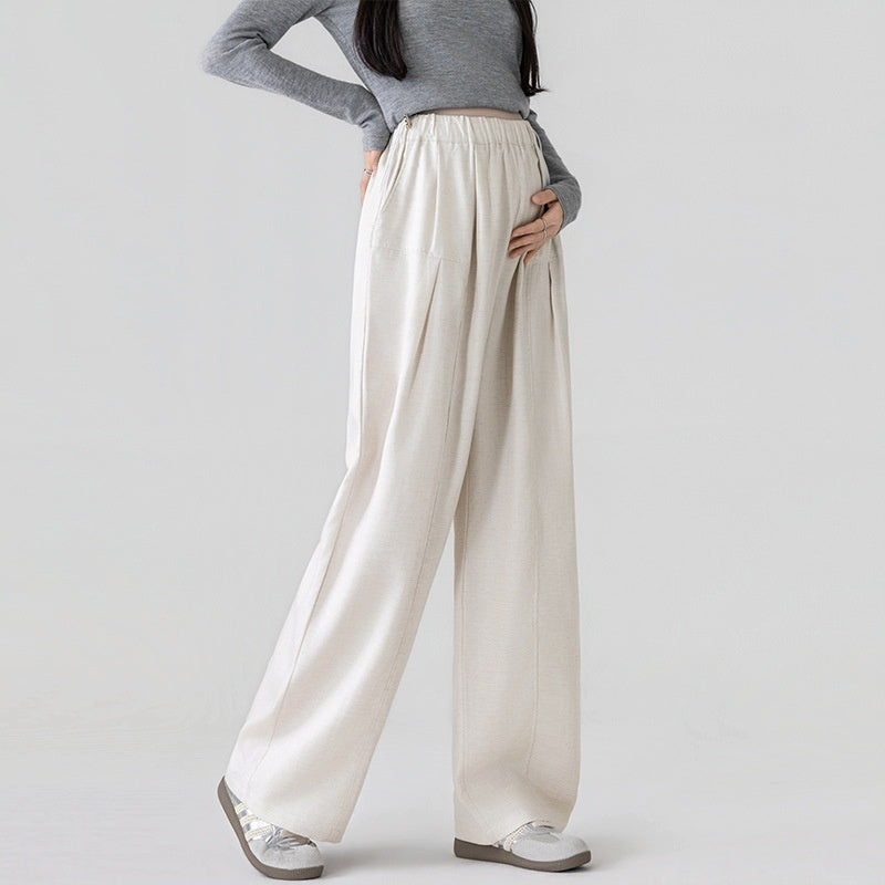 Lyocell Tencel Linen Drawstring-Neck Loose Fit Wide-Leg Pants