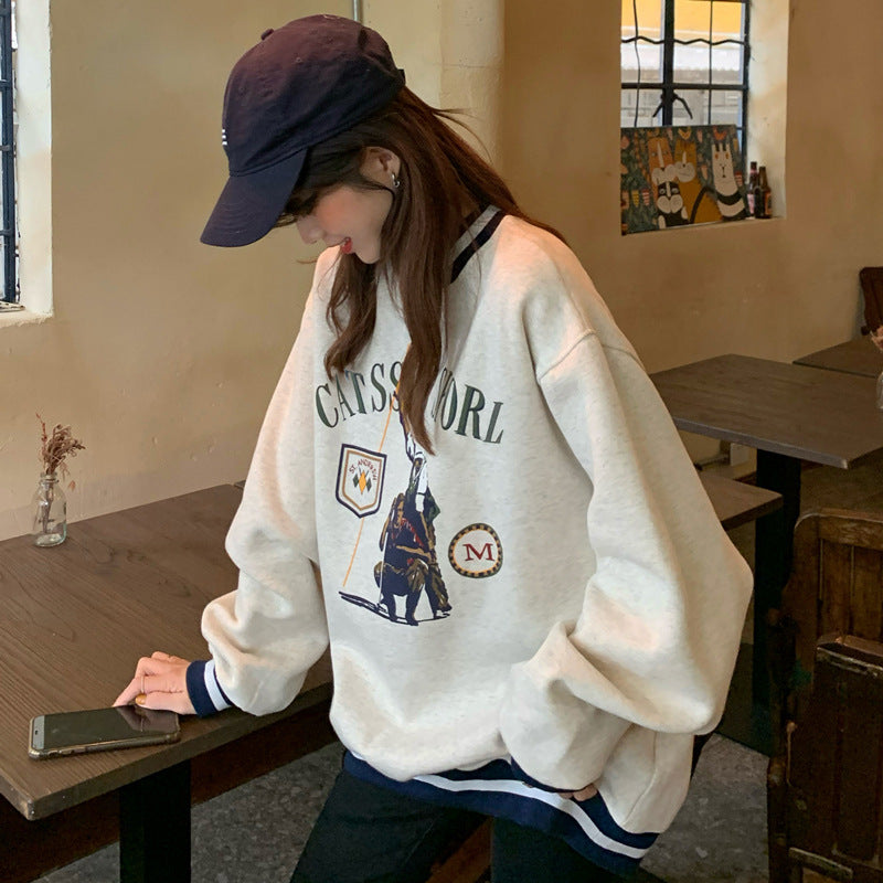 Women's Autumn And Winter Loose Korean Style Sweatshirt