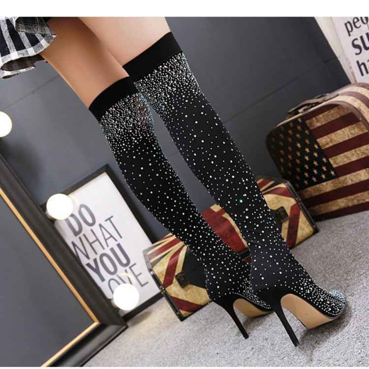 High Heels Over The Knee Boots With Pointed Toes And Thin Heels