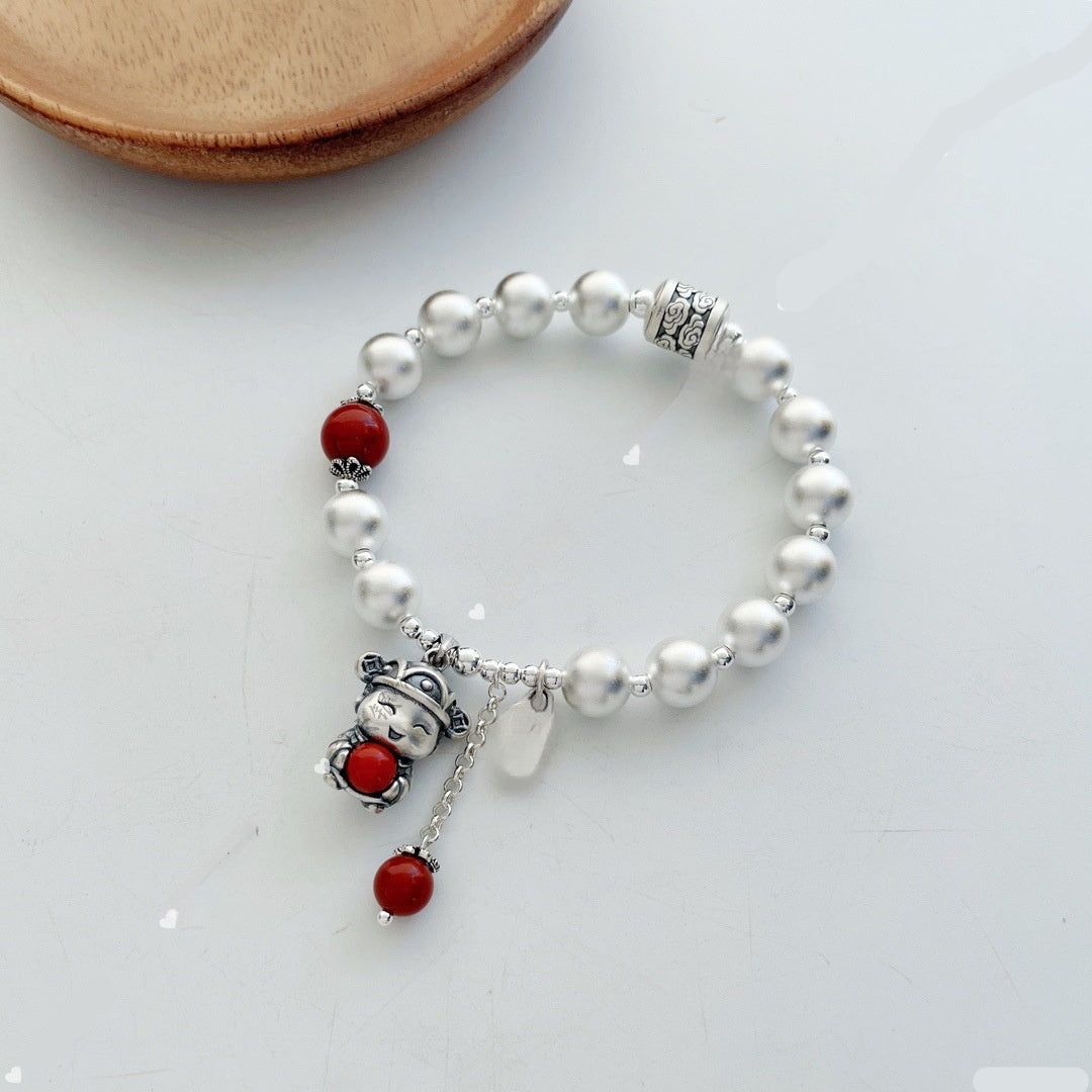 999 Fine Silver Lucky Fortune Cat Bracelet For Women