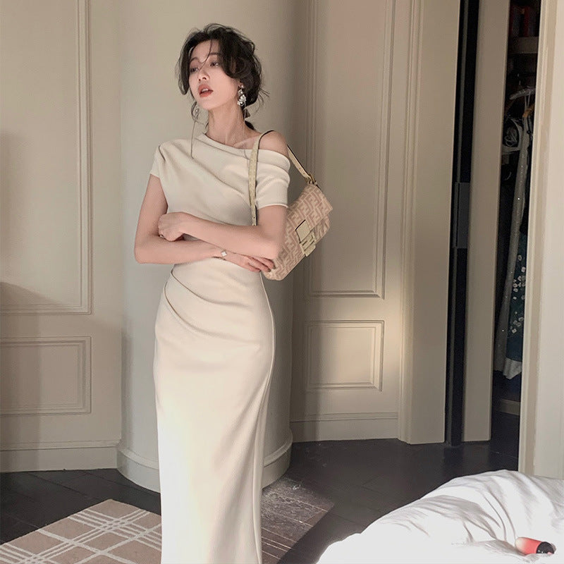 Fashion Sloping Shoulder Dress Spring Women