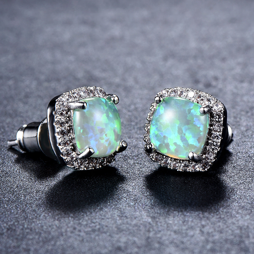 Korean-style Fashionable All-diamond Zircon Womens Stud Earrings