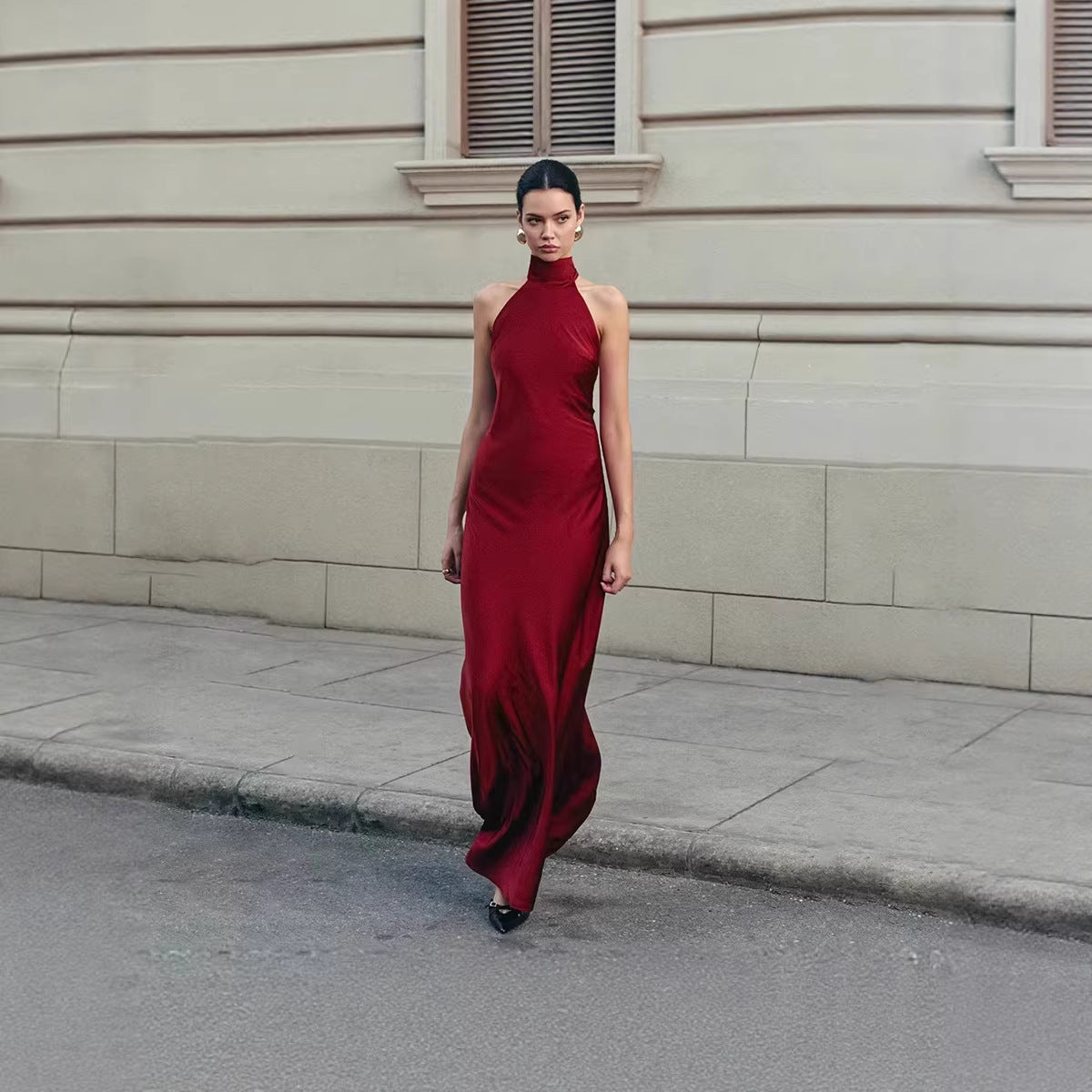 European And American-style Chic Halter-neck Bodycon Dress