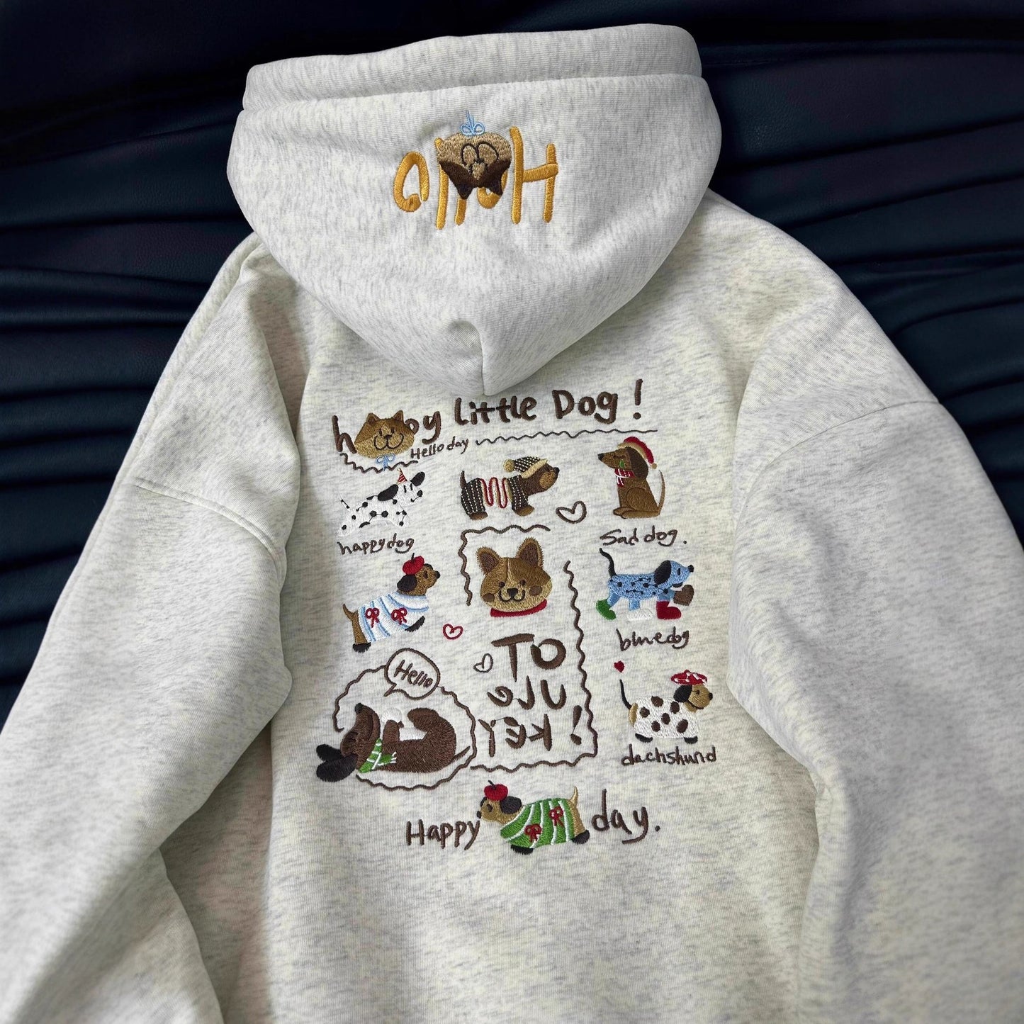 Cute Dachshund Embroidered Hoodie For Women