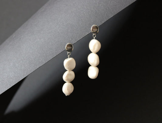 Handmade Pearl style clay Dangle Earrings | Modern Statement Jewelry Armenia