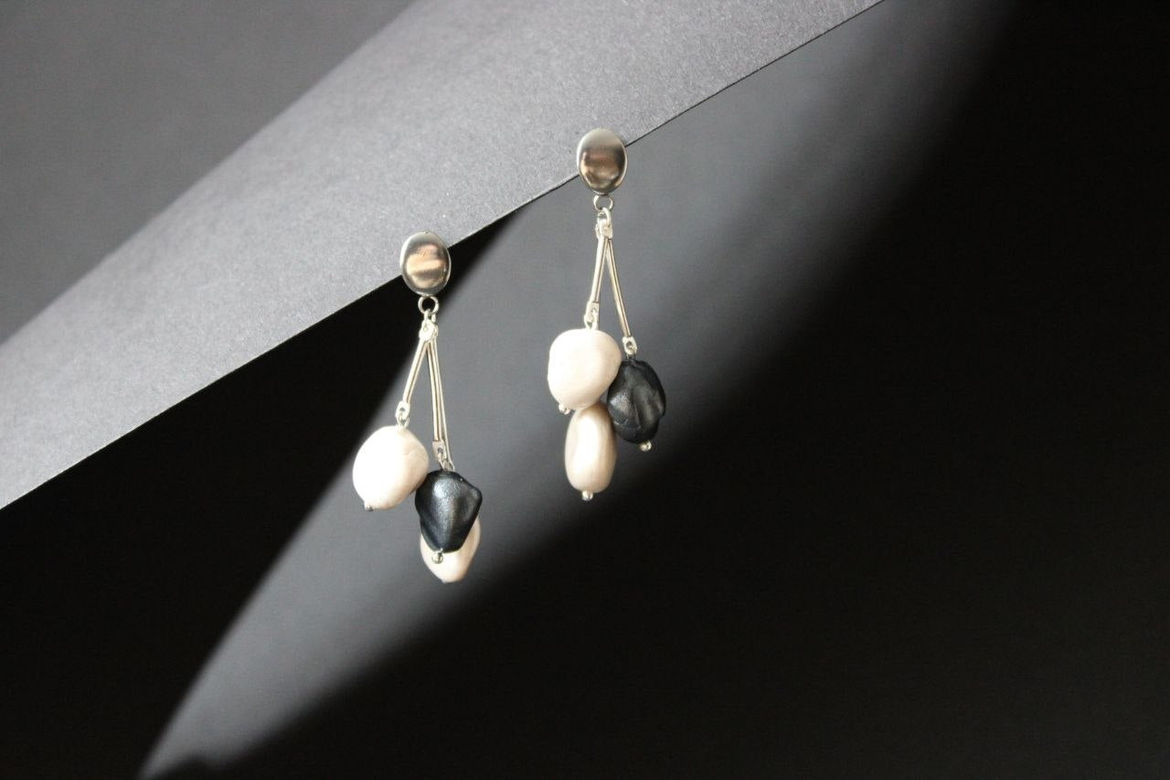 White Polymer Clay Drop Earrings – Handmade Statement Jewelry | Armenia