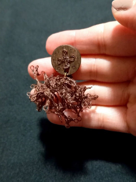 Handcrafted Copper Wire Fiber Art Earrings | Artistic Statement Jewelry Armenia