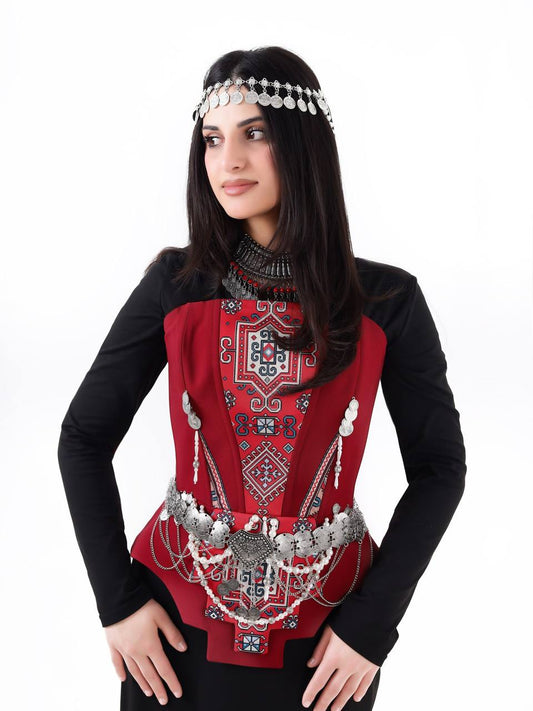 Armenian-Inspired Red Corset Heritage outfit | Armenia