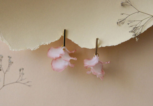 Handmade Floral Drop Earrings with White & Yellow Petals | Armenia