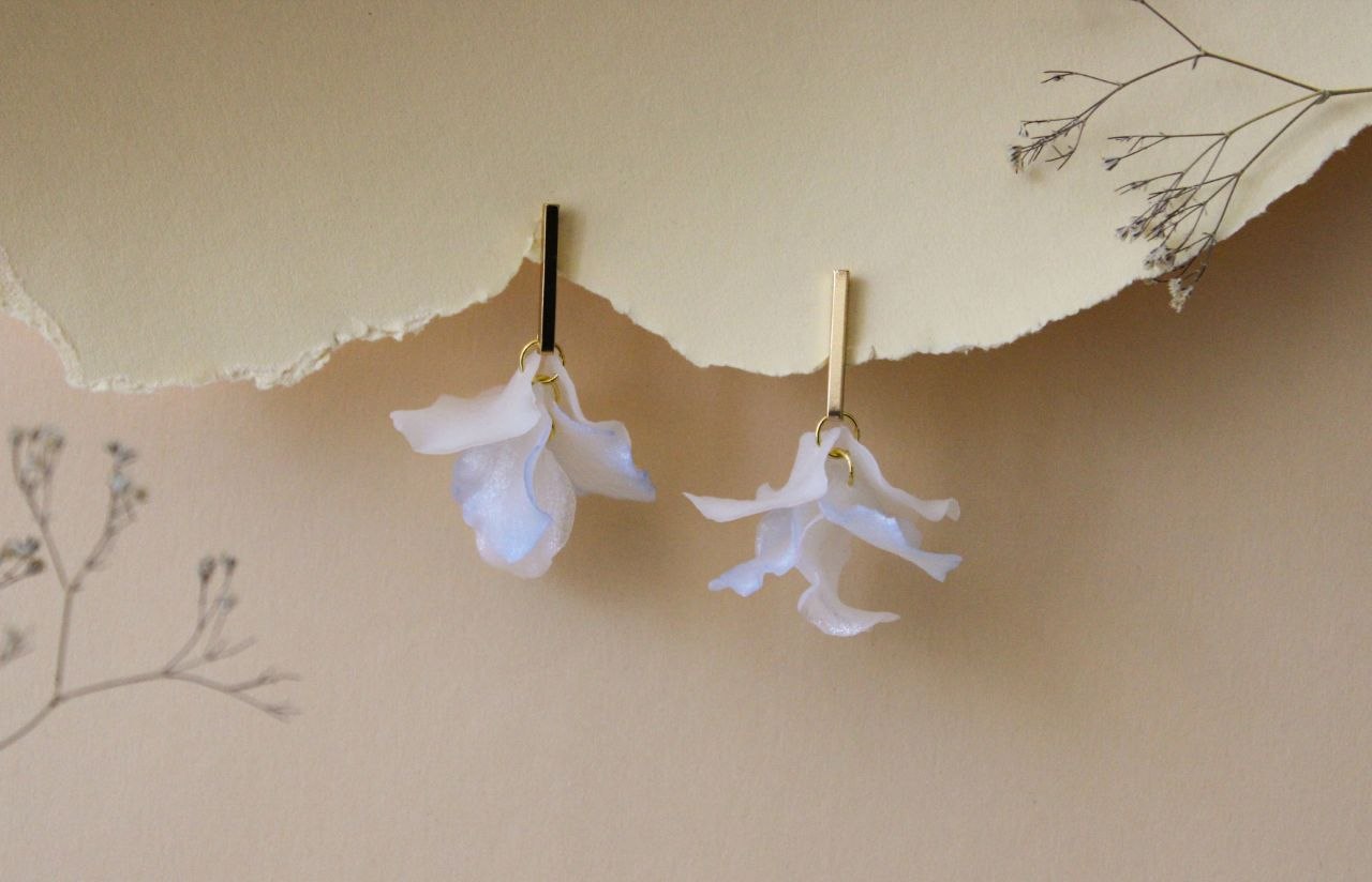 Handmade Floral Drop Earrings with White & Yellow Petals | Armenia