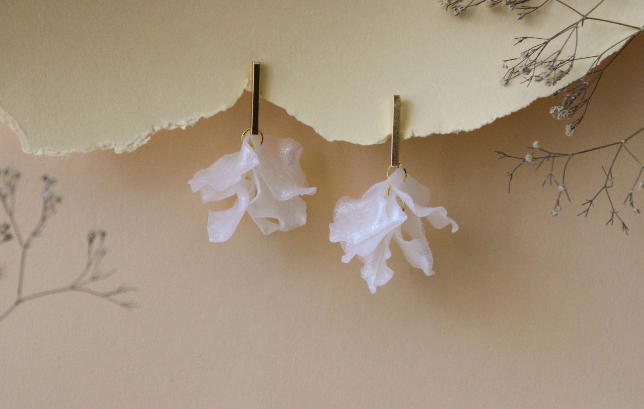 Handmade Floral Drop Earrings with White & Yellow Petals | Armenia