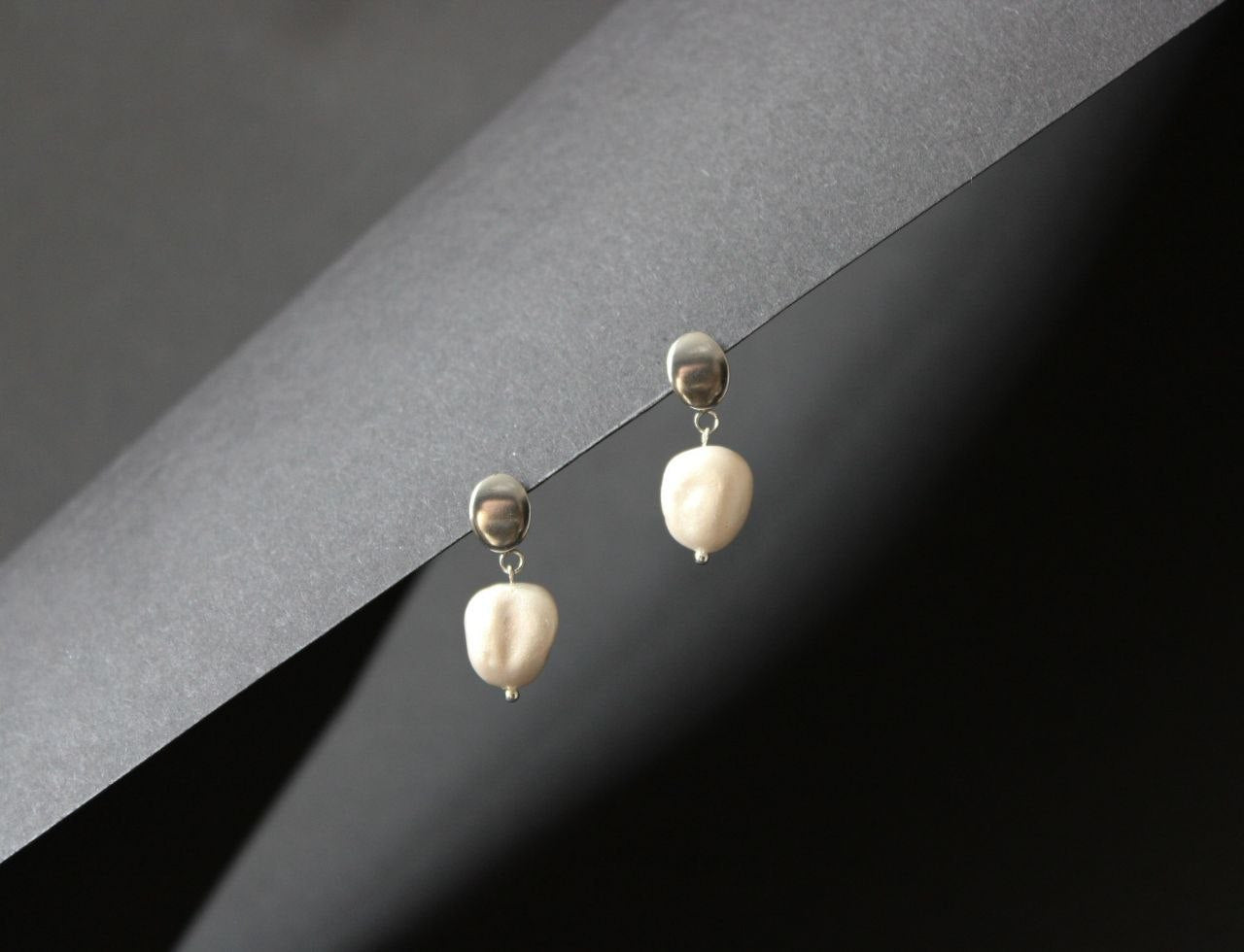 Handmade Organic Pearl style clay Drop Earrings | Modern Statement Jewelry Armenia