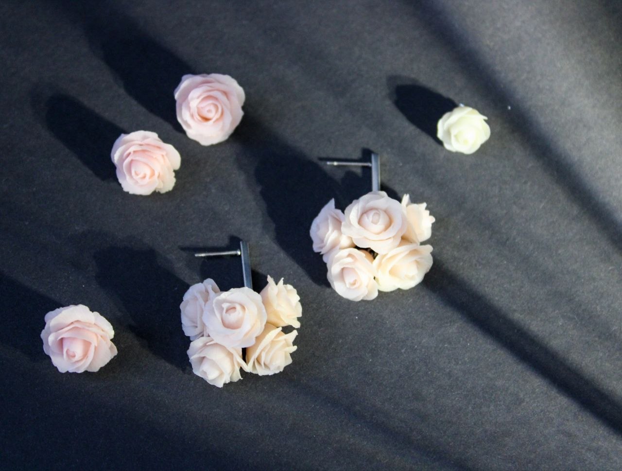 Handmade White Rose Chain Drop Earrings | Elegant Floral Jewelry Armenia