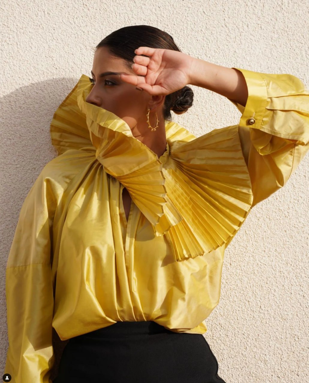 Hand-Pleated Collar Silk Shirt – Luxury Women's Blouse | Armenia