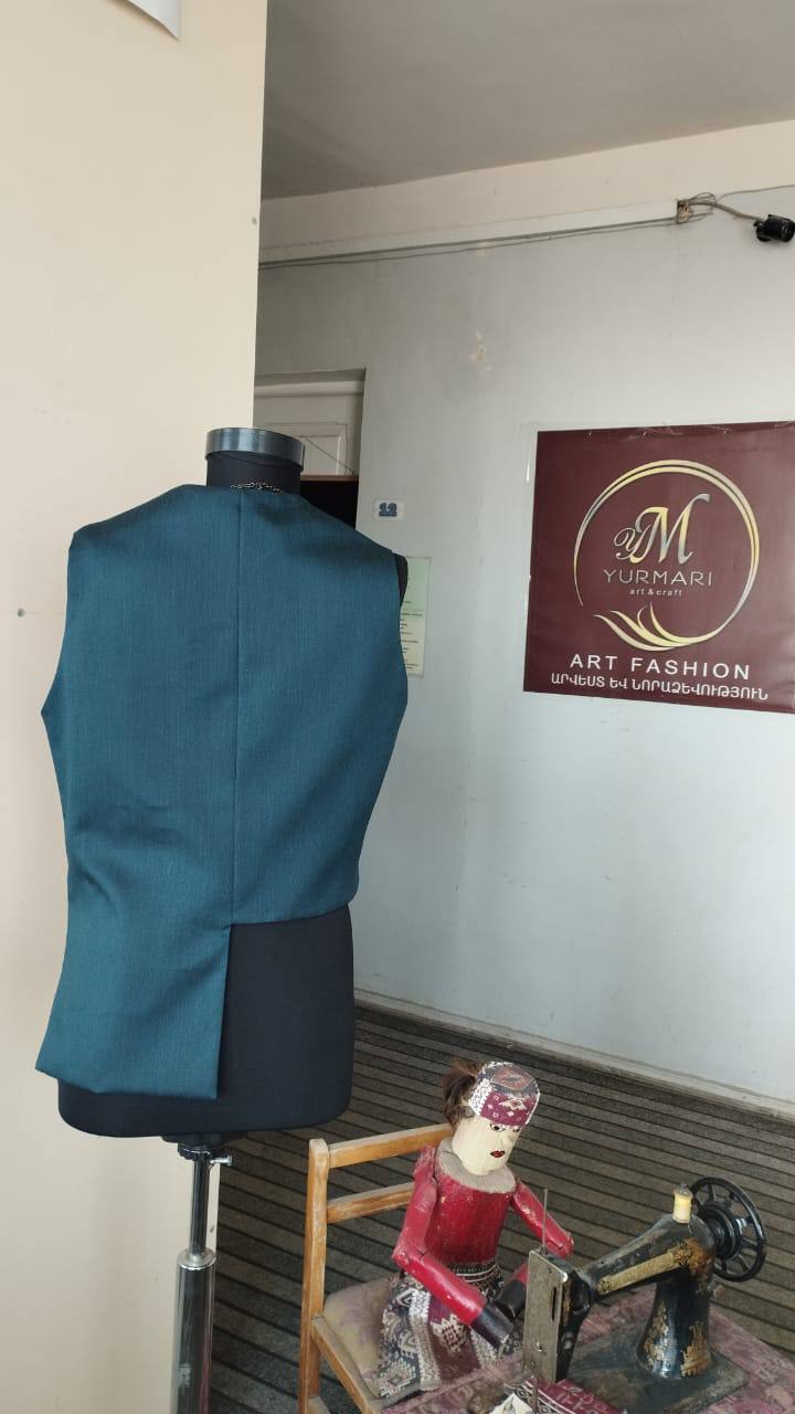 Teal Asymmetrical Sleeveless Vest with Zip Closure | Armenia