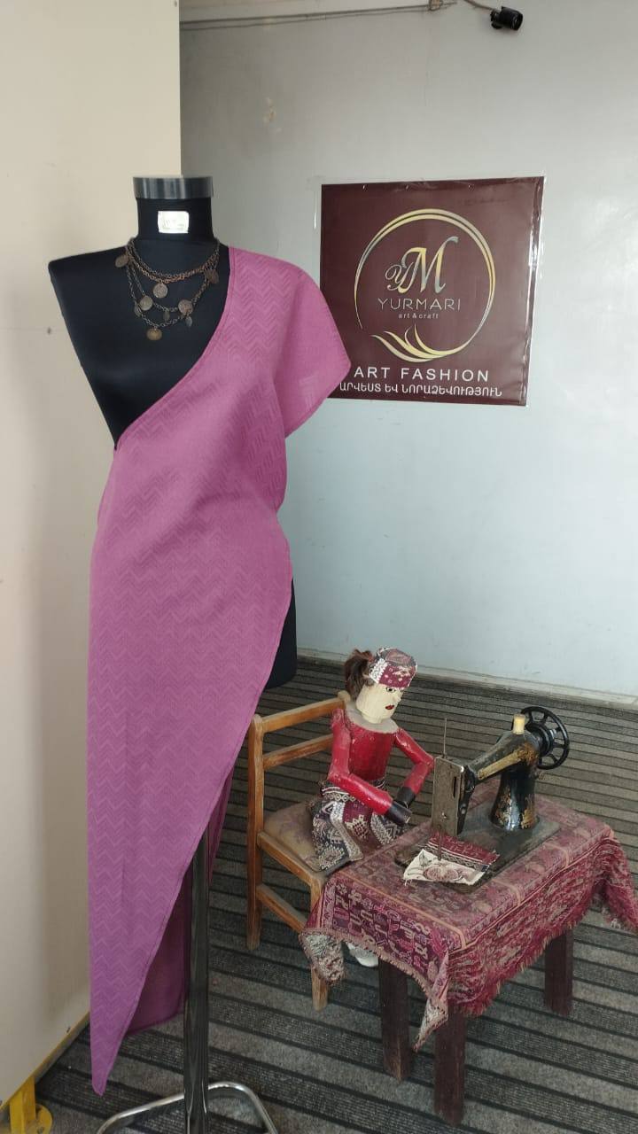 Handwoven Lilac Chevron Scarf – Soft Patterned Stole | Armenia