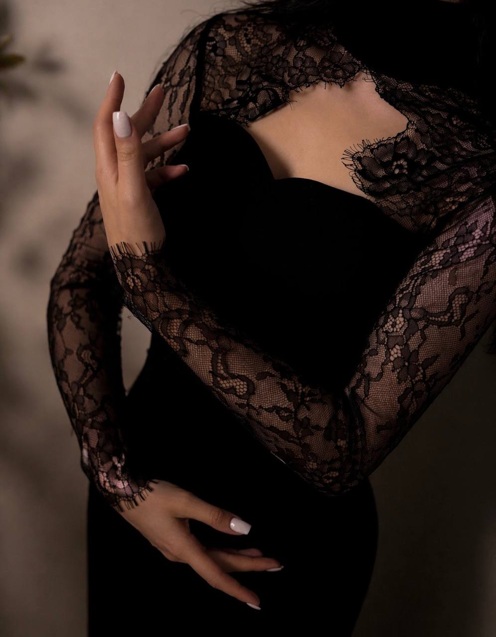 Black Lace Long Sleeve Evening Gown – Elegant Formal Dress | Armenia