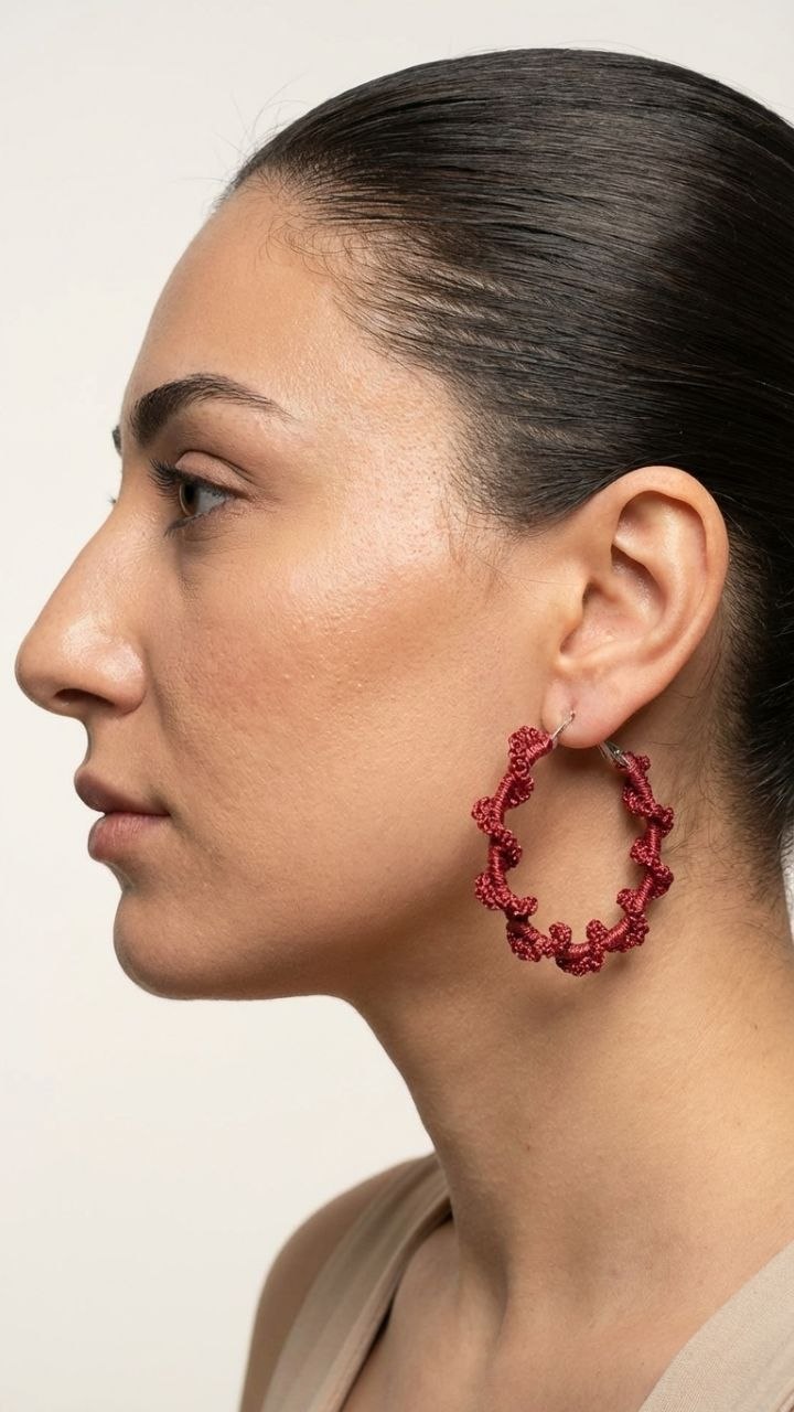 Handmade Textured Crochet Hoop Earrings | Vintage Style Jewelry Armenia