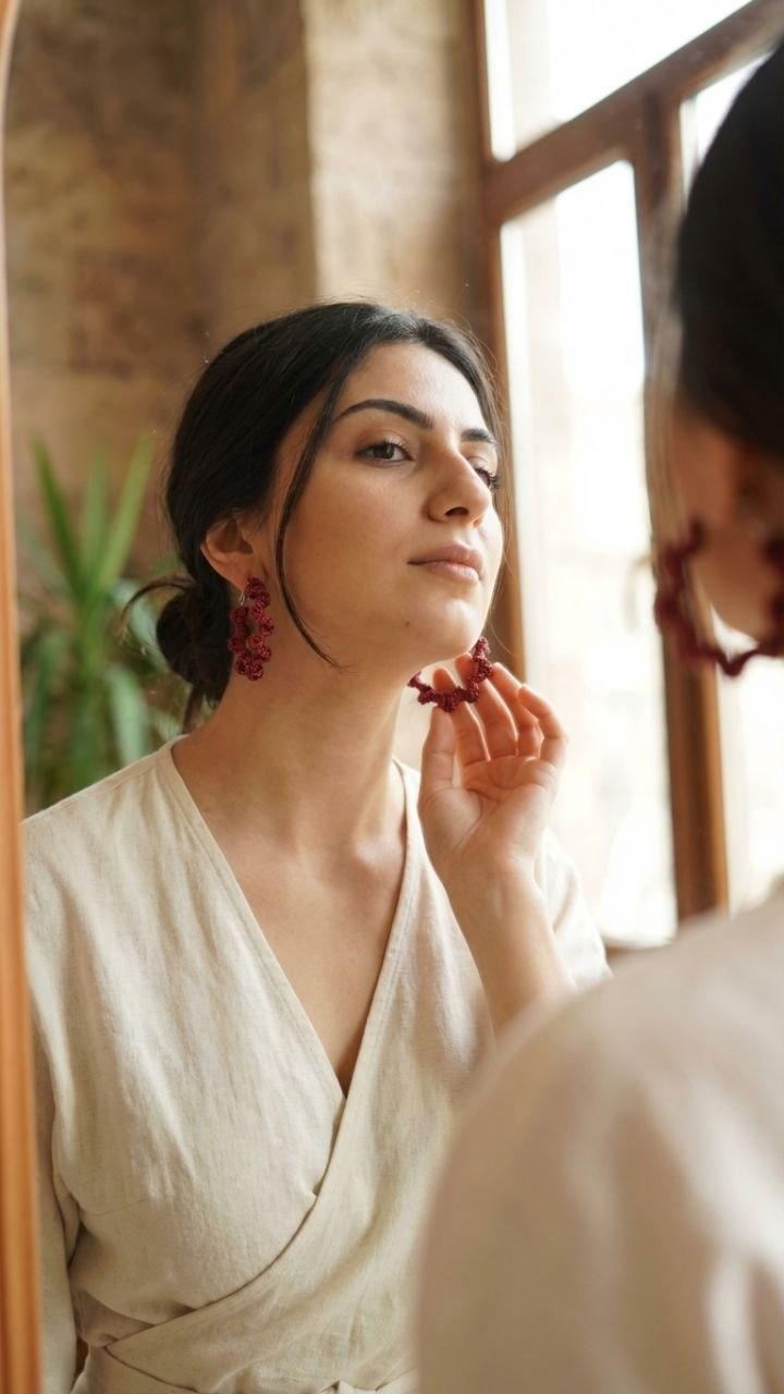 Handmade Textured Crochet Hoop Earrings | Vintage Style Jewelry Armenia
